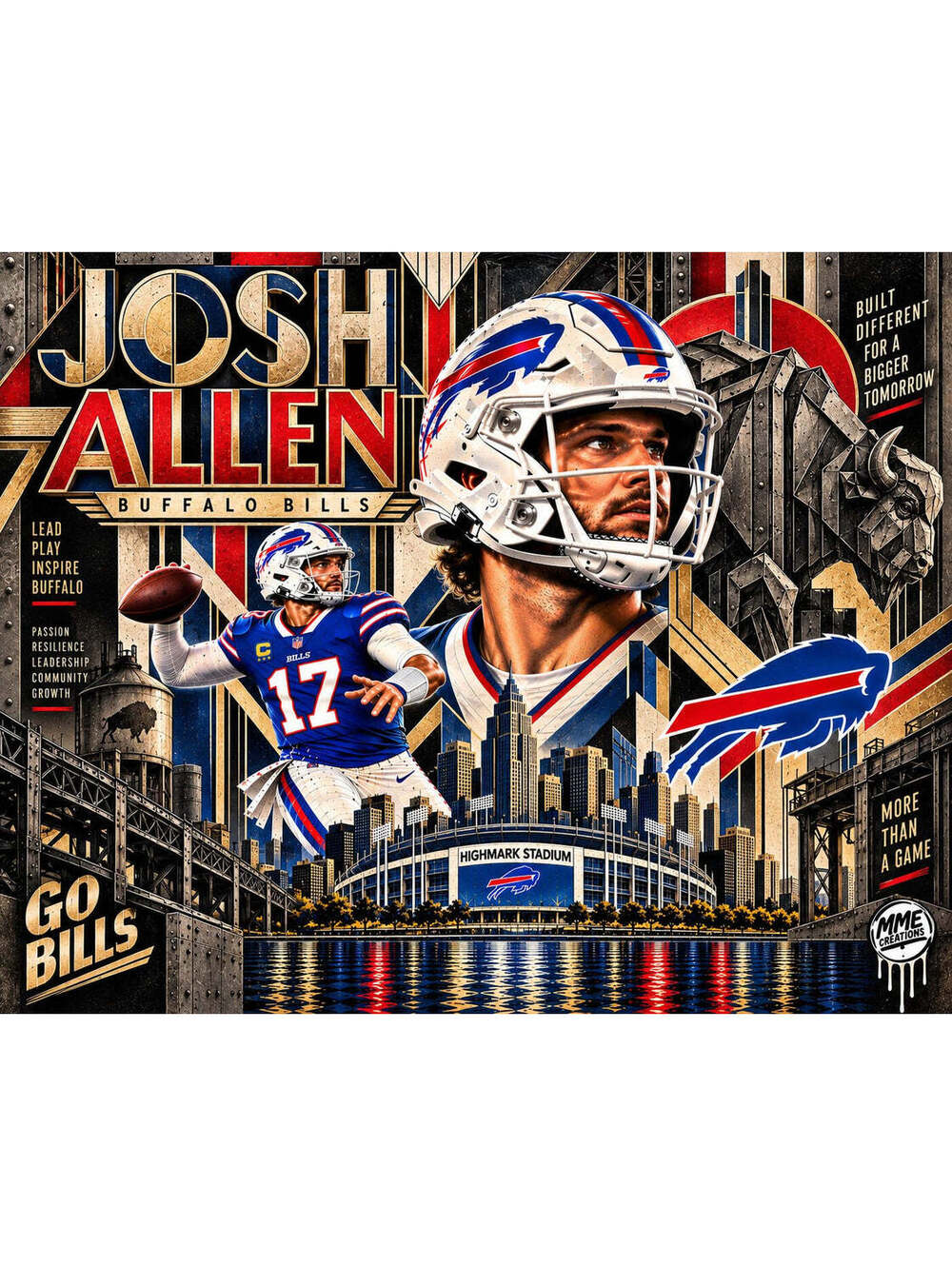 4798 Josh Allen Industrial × Art Deco AG Collection 8x10 Landscape Print